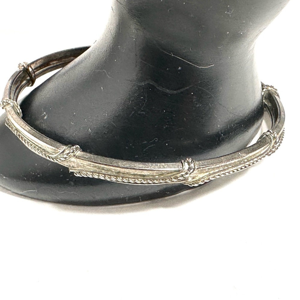 Etruscan Revival Wire Wrap Look Bangle Bracelet Antiqued Silver Tone Beautiful